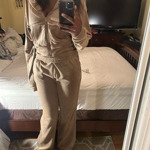 Women's Tan Velour Tracksuit